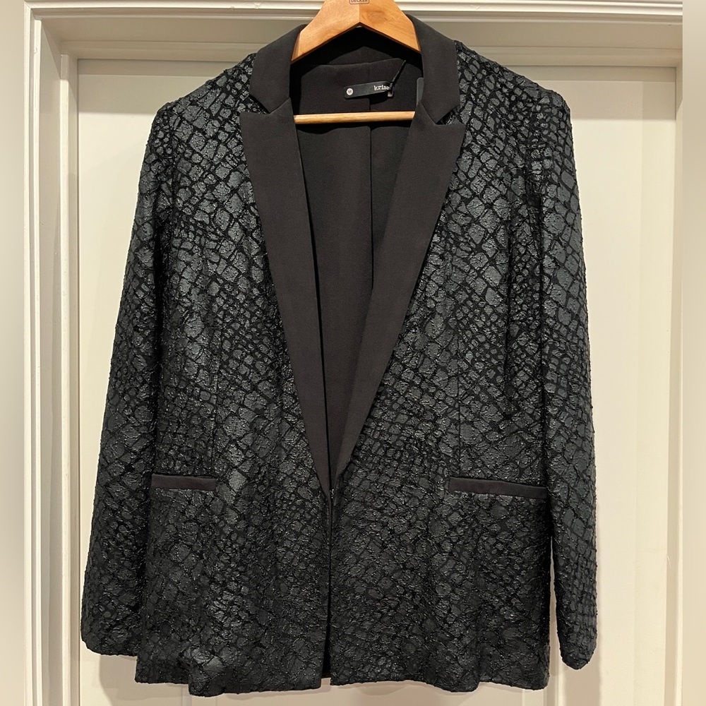 Krisa Black Textured Women's Blazer
